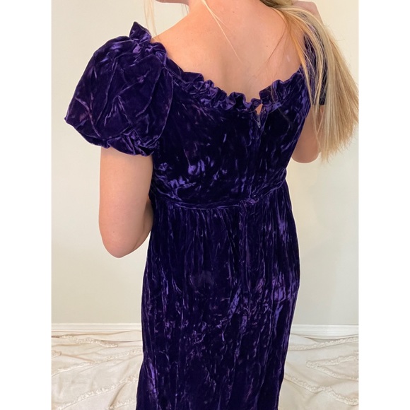 Lorrie Deb San Francisco Vintage Velvet Empire Waist maxi Dress Purple - Picture 4 of 15